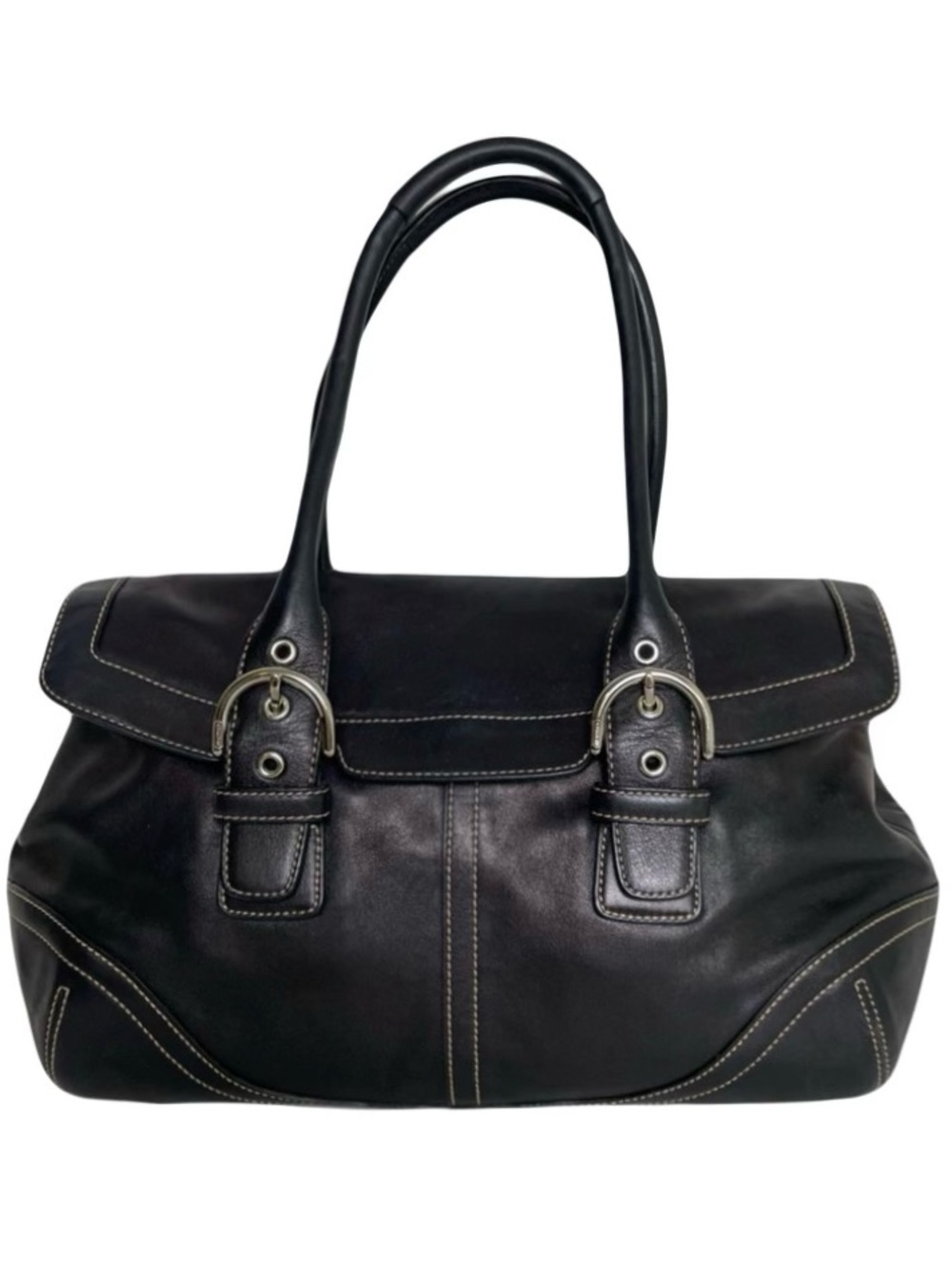 🐴 Coach 9636 Y2K Vintage Hamptons Soho Black Leather Satchel/Flap Shoulder Bag - Picture 5 of 13